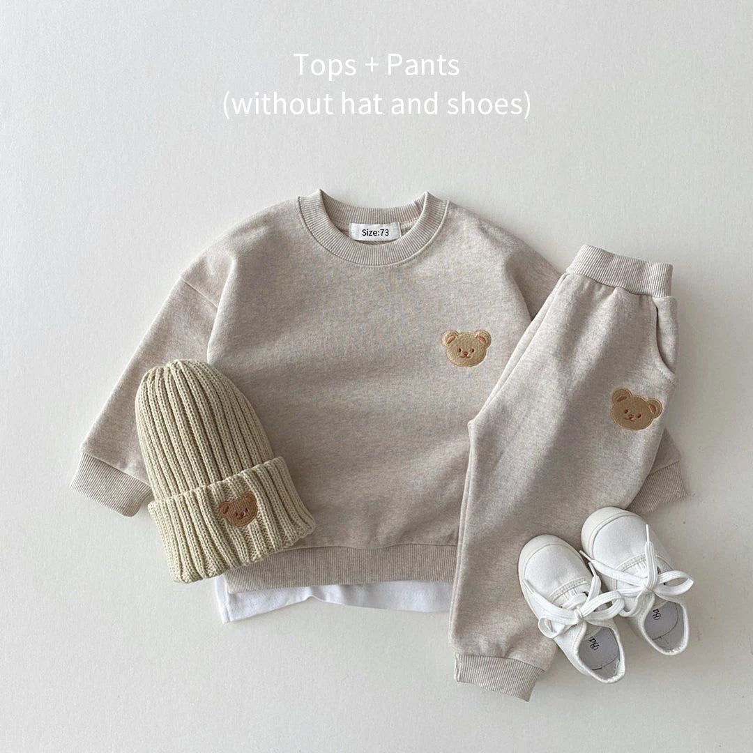 Fashion Toddler Baby Boys Girl Fall Clothes Sets Baby Girl Clothing Set Kids Sports Bear Sweatshirt Pants 2Pcs Suits Outfits - Slobuy