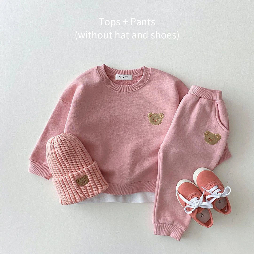 Fashion Toddler Baby Boys Girl Fall Clothes Sets Baby Girl Clothing Set Kids Sports Bear Sweatshirt Pants 2Pcs Suits Outfits - Slobuy