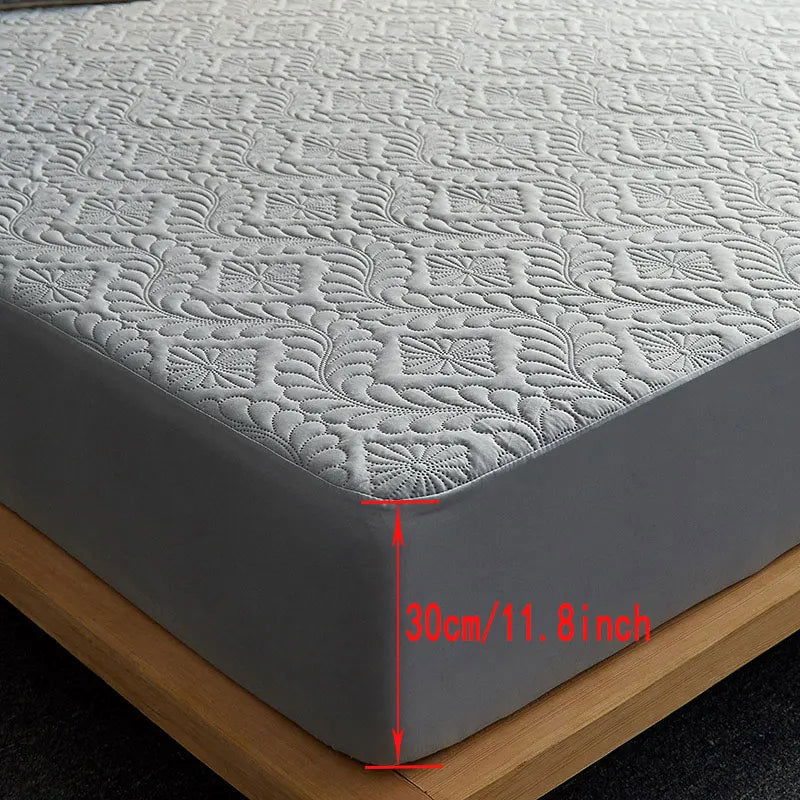 Fashion Waterproof Mattress Cover Quilted Fitted Sheet 140*200 160*200 Mattress Protector Solid Color Bed Cover NO Pillowcase - Slobuy