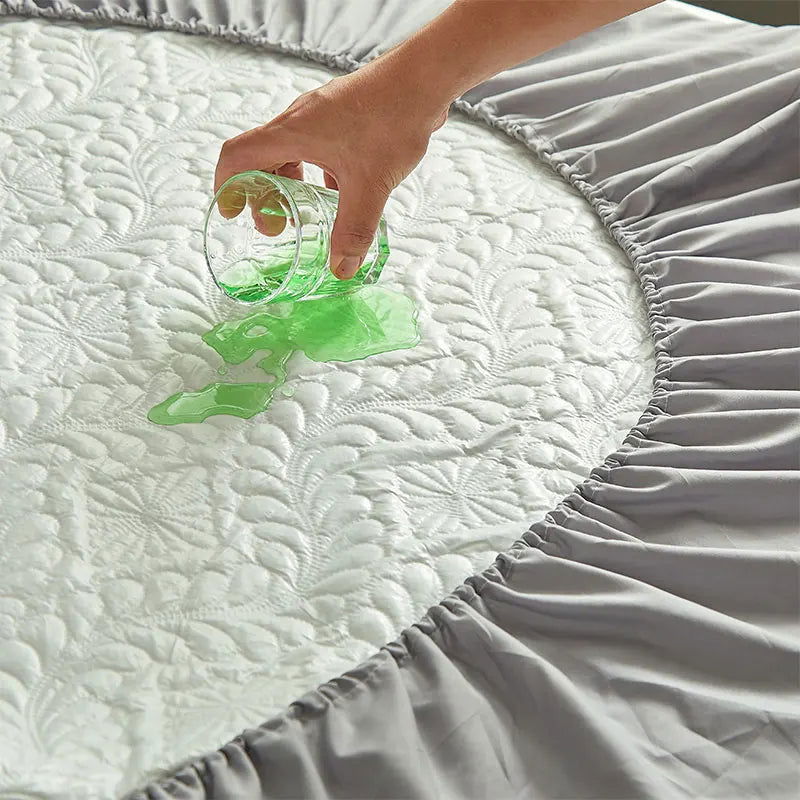 Fashion Waterproof Mattress Cover Quilted Fitted Sheet 140*200 160*200 Mattress Protector Solid Color Bed Cover NO Pillowcase - Slobuy