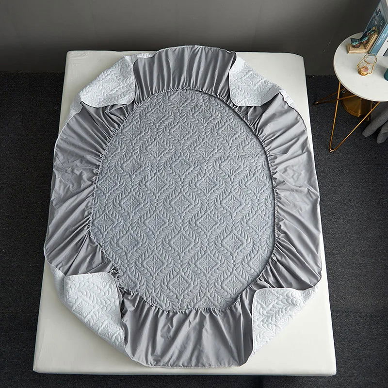 Fashion Waterproof Mattress Cover Quilted Fitted Sheet 140*200 160*200 Mattress Protector Solid Color Bed Cover NO Pillowcase - Slobuy