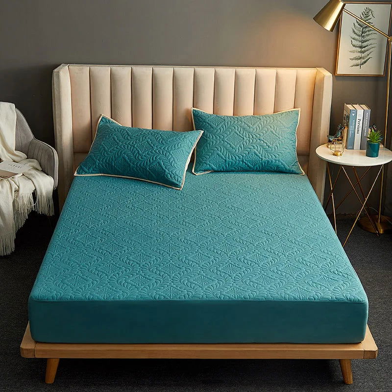 Fashion Waterproof Mattress Cover Quilted Fitted Sheet 140*200 160*200 Mattress Protector Solid Color Bed Cover NO Pillowcase - Slobuy