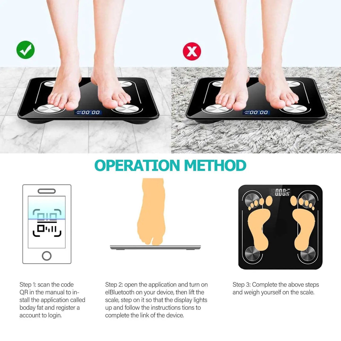 Fashion Weight Scale Bluetooth Body Fat Accurate Mobile Phone Analyzer App BMI Smart Electronic Analyzer For Bathroom - Slobuy