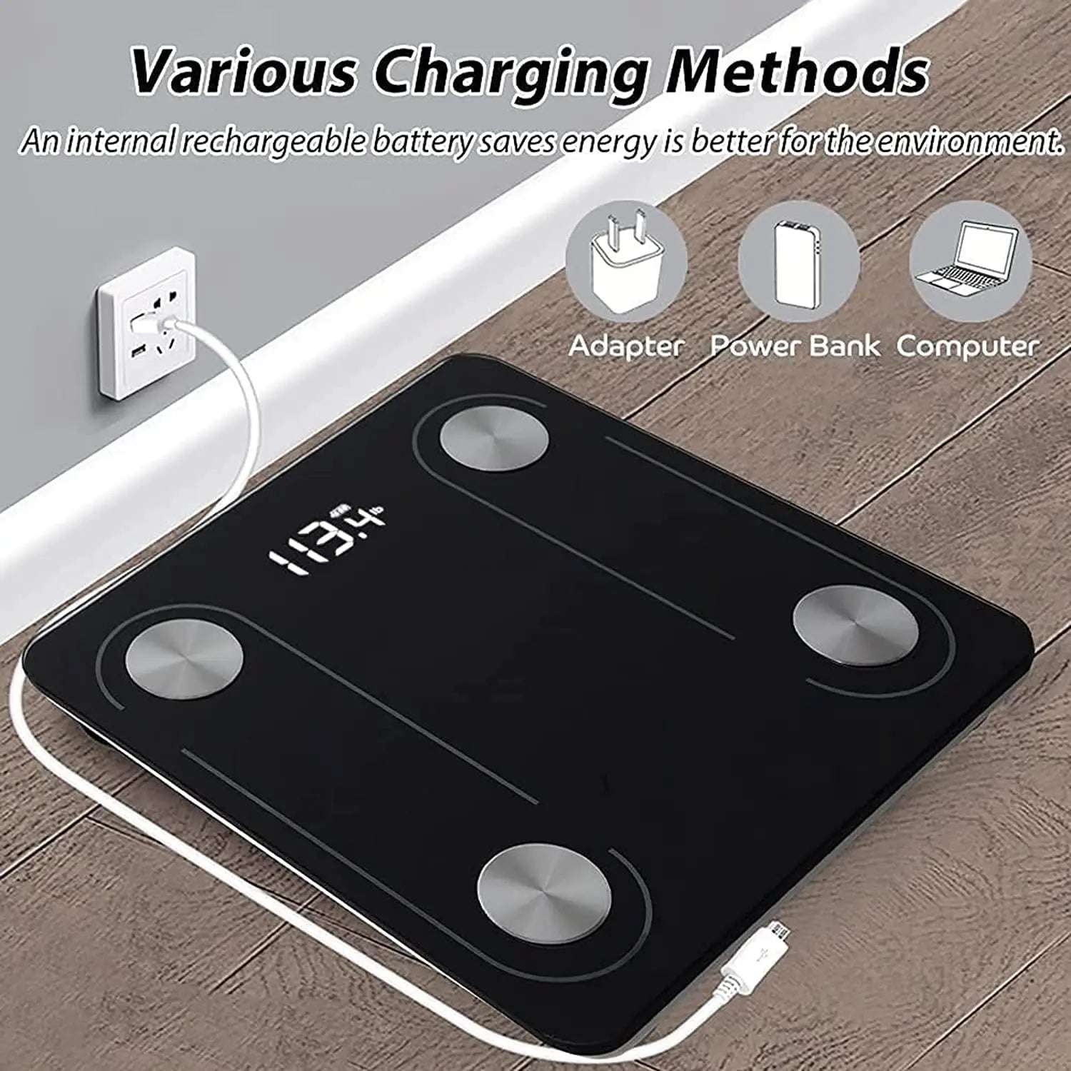 Fashion Weight Scale Bluetooth Body Fat Accurate Mobile Phone Analyzer App BMI Smart Electronic Analyzer For Bathroom - Slobuy