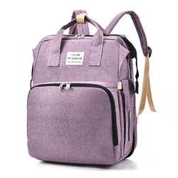 Fashionable Mommy Bag Folding Baby Bed Mother Large Capacity Portable Milk Bottle Diaper Double Shoulder Mom's Bag - Slobuy
