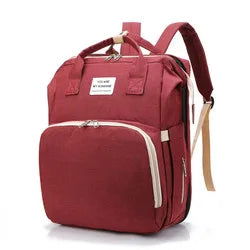 Fashionable Mommy Bag Folding Baby Bed Mother Large Capacity Portable Milk Bottle Diaper Double Shoulder Mom's Bag - Slobuy