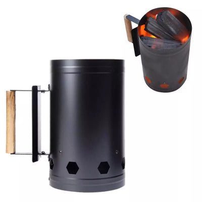 Fast Charcoal Ignition Barrel Carbon Stove Outdoor Barbecue Fire Starter Bucket for Outdoor Convenience Black - Slobuy