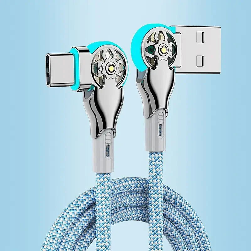 Fast Charging 180 Degree Rotation Cable Alloy Micro Type C Data Cable for Huawei Samsung Xiaomi Braided Phone Charger Accessory - Slobuy