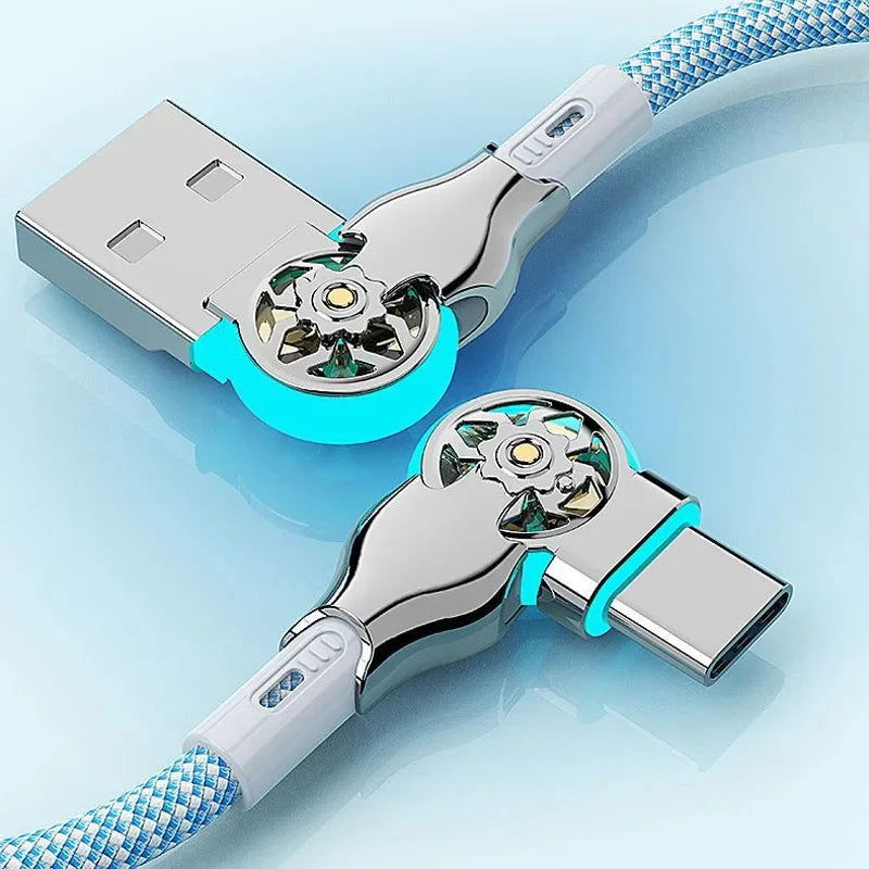 Fast Charging 180 Degree Rotation Cable Alloy Micro Type C Data Cable for Huawei Samsung Xiaomi Braided Phone Charger Accessory - Slobuy