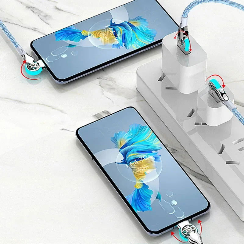 Fast Charging 180 Degree Rotation Cable Alloy Micro Type C Data Cable for Huawei Samsung Xiaomi Braided Phone Charger Accessory - Slobuy