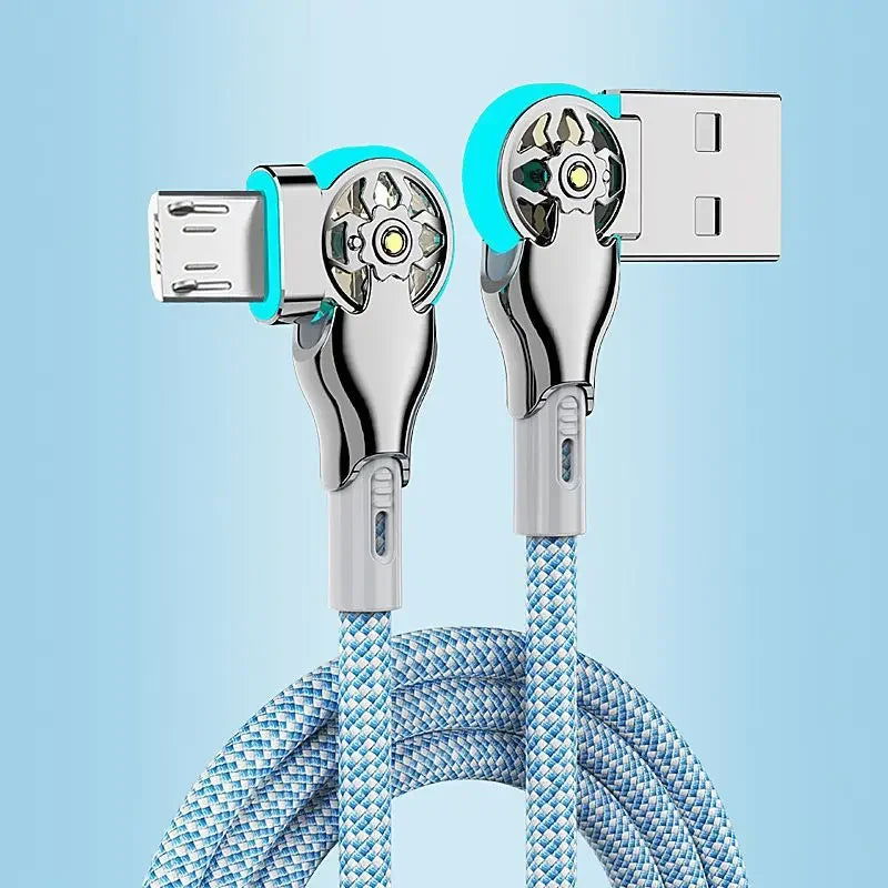 Fast Charging 180 Degree Rotation Cable Alloy Micro Type C Data Cable for Huawei Samsung Xiaomi Braided Phone Charger Accessory - Slobuy