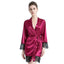 Female Sleepwear Lace Patchwork Long Bathrobes Ladies Nightgown Soft Silk Dressing Gown Bathrobe For Women - Slobuy
