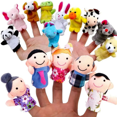 Finger Puppets Set Baby 10 pcs Animals Plush Doll Hand Cartoon  Family Hand Puppet Cloth theater Educational Toys for Kids Gifts - Slobuy