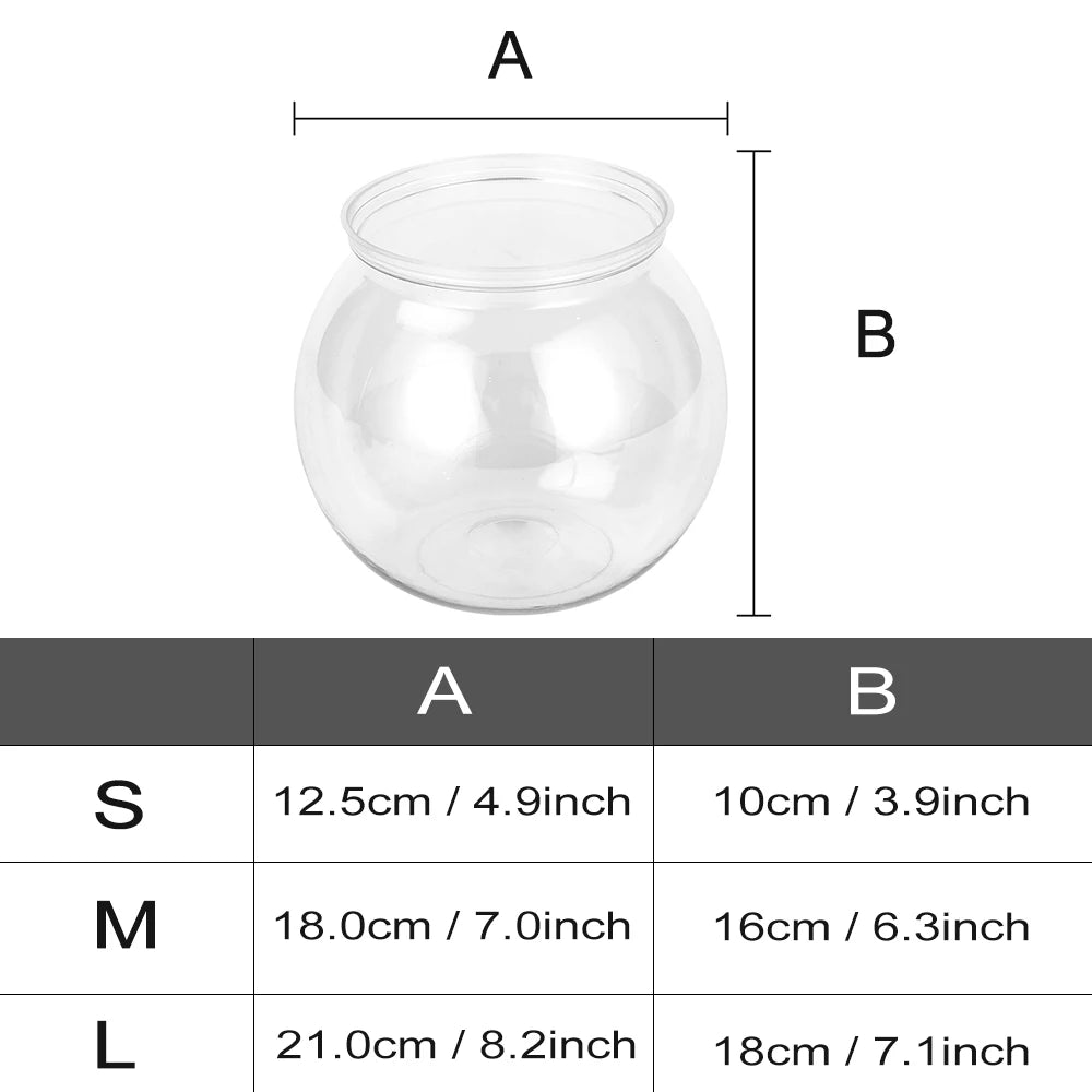 Fish Bowl Plastic L M S Sizes Desktop Aquarium Tanks Round Durable Fish Tank for Betta and All Mini Fish - Slobuy