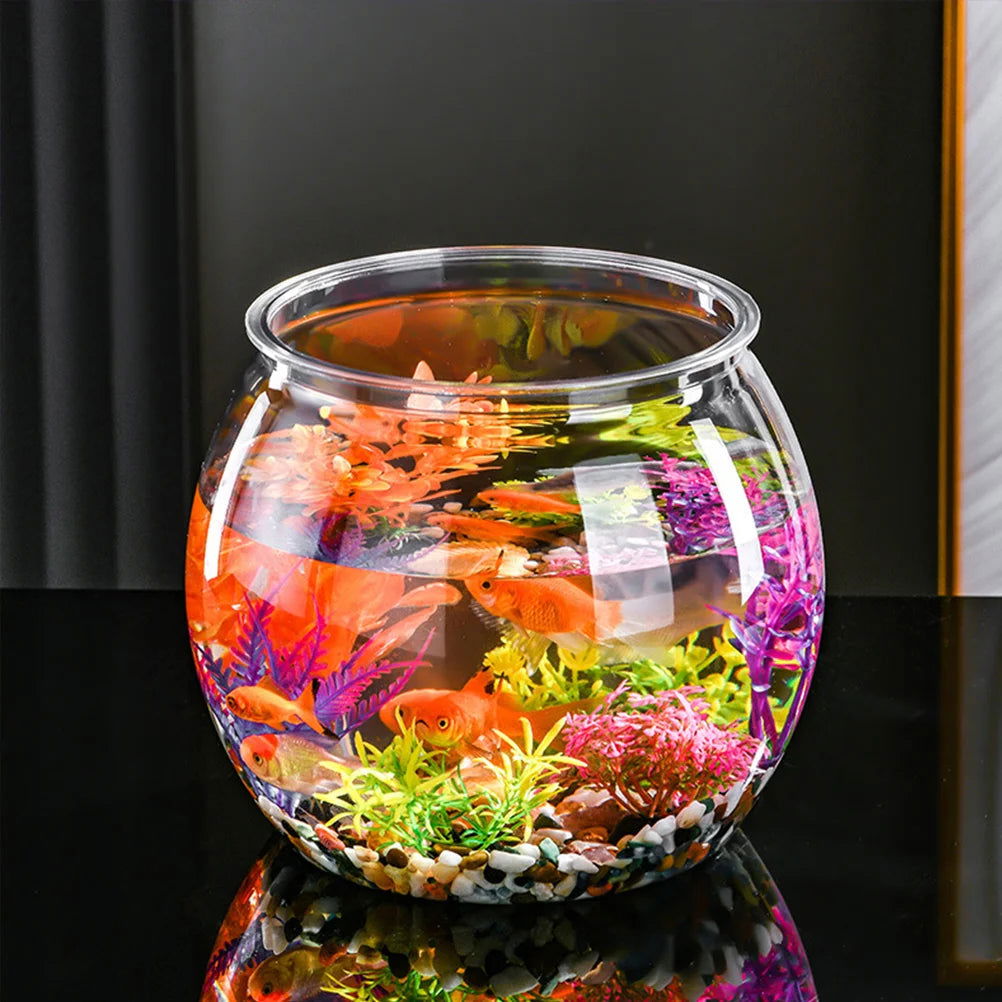 Fish Bowl Plastic Round Fish Bowl Unbreakable Vases Bowls Fish Tank Aquarium Clear Globe Hydroponic Planter Vase Pot Goldfish - Slobuy