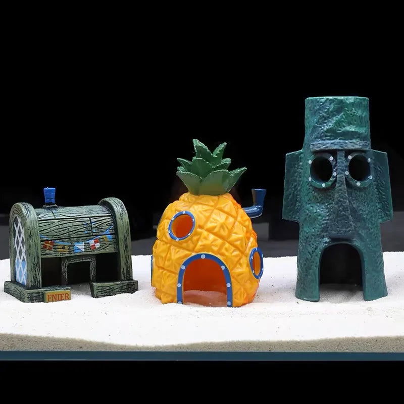 Fish Tank Decor Figures Ornaments Simulation Resin Pineapple House Fish Tank Decoration Landscaping Aquarium Accessories - Slobuy