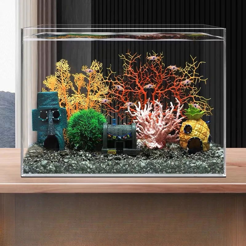 Fish Tank Decor Figures Ornaments Simulation Resin Pineapple House Fish Tank Decoration Landscaping Aquarium Accessories - Slobuy