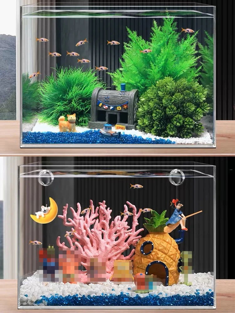 Fish Tank Decor Figures Ornaments Simulation Resin Pineapple House Fish Tank Decoration Landscaping Aquarium Accessories - Slobuy