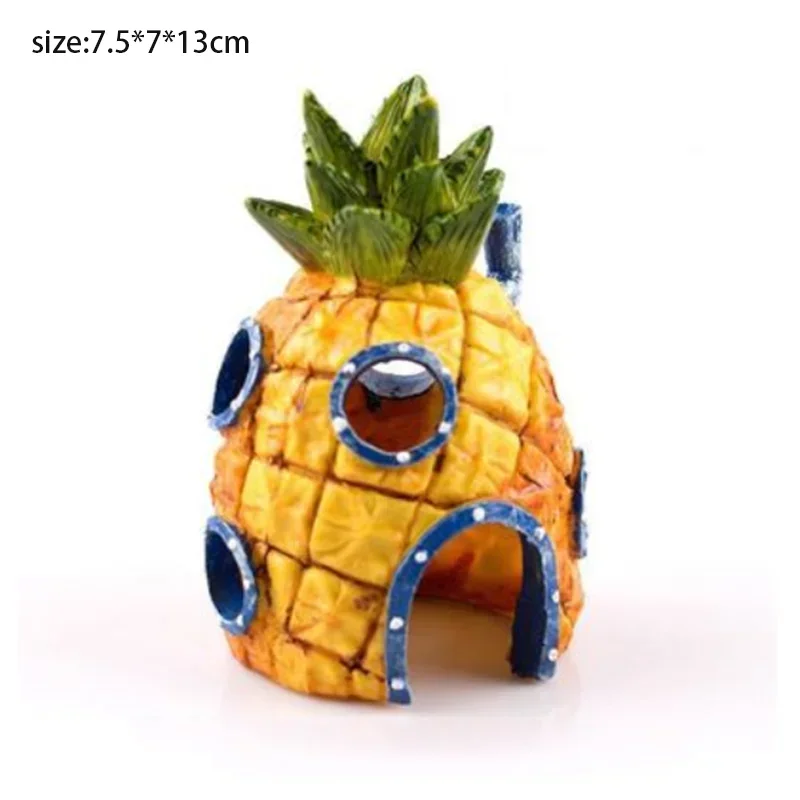 Fish Tank Decor Figures Ornaments Simulation Resin Pineapple House Fish Tank Decoration Landscaping Aquarium Accessories - Slobuy
