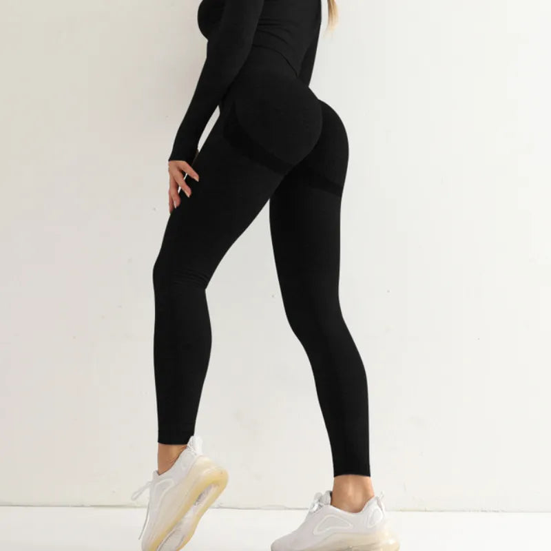 Fitness Women Sport Seamless Leggings High Waist Elastic Solid Yoga Leggings Gym Jogging Quick Dry Push Up Slim Pants Female - Slobuy