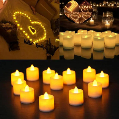 Flameless LED Candle Light Battery Powered Candles Tea Lights Lamp Wedding Birthday Party Decorations Romantic Lights - Slobuy