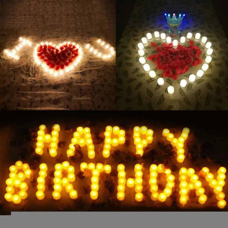 Flameless LED Candle Light Battery Powered Candles Tea Lights Lamp Wedding Birthday Party Decorations Romantic Lights - Slobuy