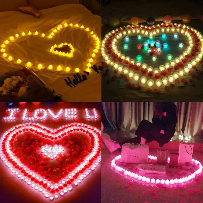 Flameless LED Candle Light Battery Powered Candles Tea Lights Lamp Wedding Birthday Party Decorations Romantic Lights - Slobuy