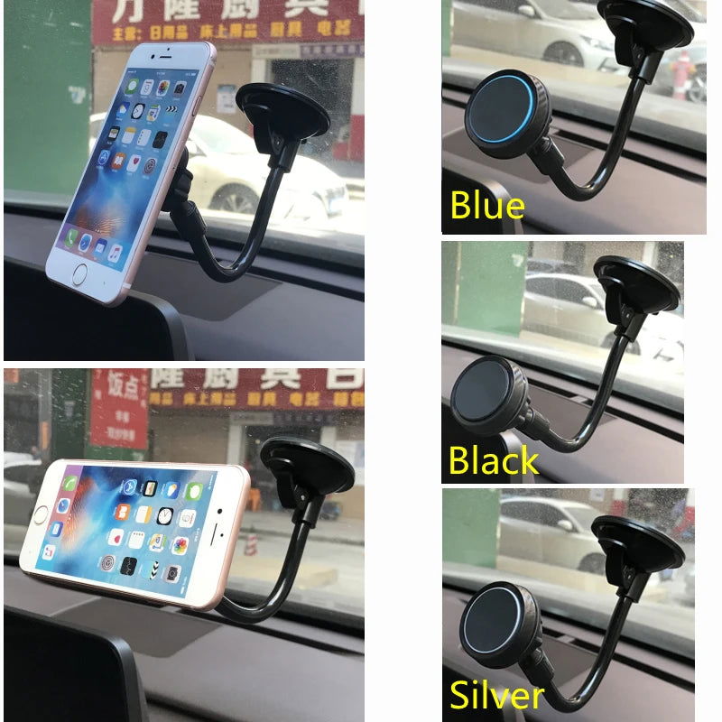 Flexible Long Arm Magnetic Car Phone Holder Silicon Pad Strong Sucker Magnet Phone Stand Holder For Smartphone Car Accessories - Slobuy