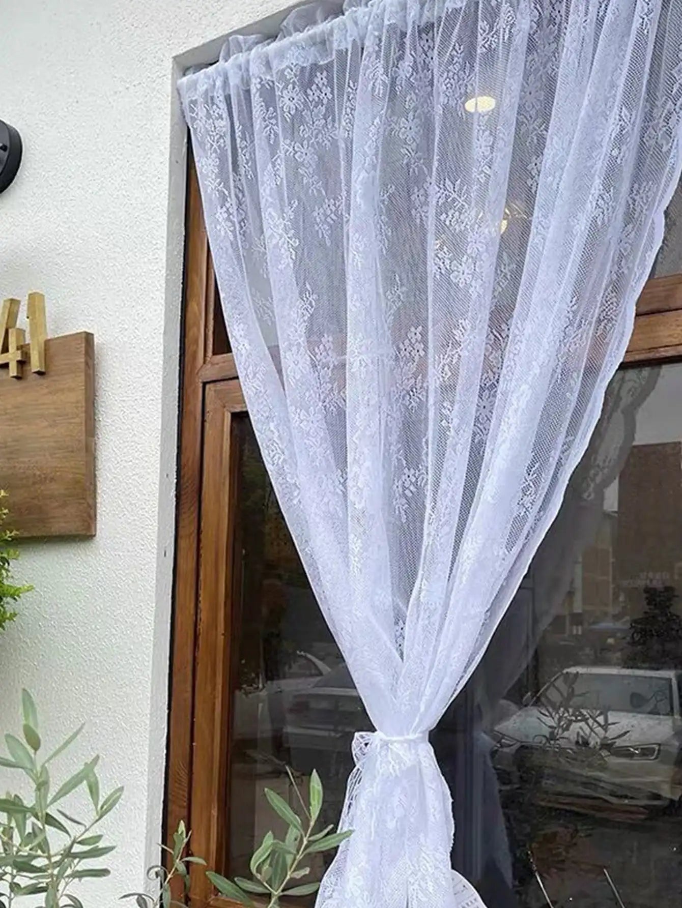 Floral Lace Sheer Rod Pocket Curtain Panel - Slobuy