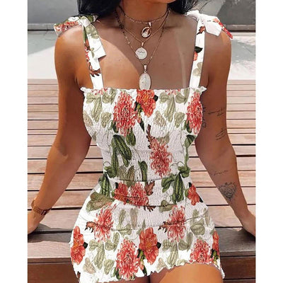 Floral Tight Camisole Dress For Women 2024 Spring Summer Beach  Female Clothing Sexy Club Mini Skirt Vestidos Casual Short Dress - Slobuy