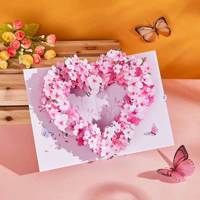Flower Birthday Card Floral Thank you Card Wedding Invitations Cherry Blossom Gifts For Mothers Day Anniversary Greeting Cards - Slobuy