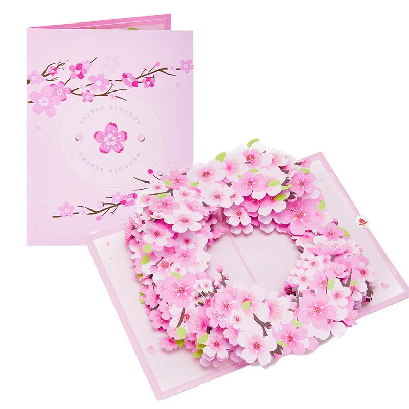 Flower Birthday Card Floral Thank you Card Wedding Invitations Cherry Blossom Gifts For Mothers Day Anniversary Greeting Cards - Slobuy