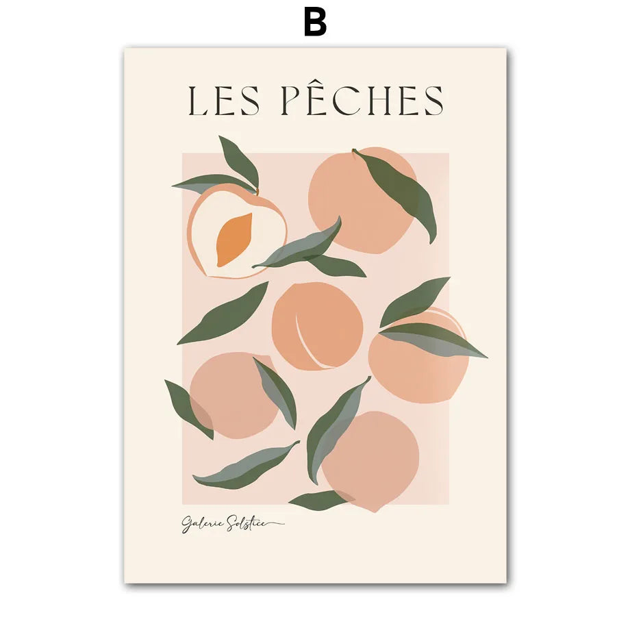 Flower Market Wall Art Canvas Painting Orange Peach Lemon Pear Nordic Poster Printed Picture Living Room Decorative Painting - Slobuy