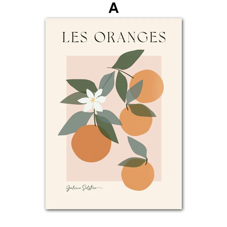 Flower Market Wall Art Canvas Painting Orange Peach Lemon Pear Nordic Poster Printed Picture Living Room Decorative Painting - Slobuy