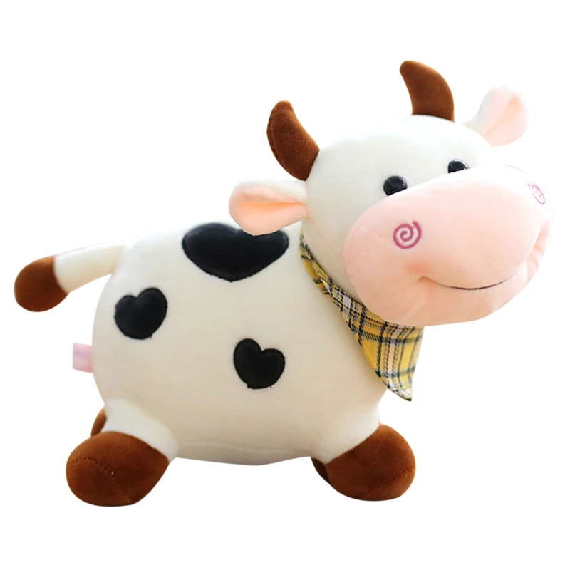 Fluffy Cow Plush Toy Cuddle Pillow Baby Soothing Toy Cute Soft Children's Animals Doll Toy 11inch Plush Stuffed Toys for Girls - Slobuy