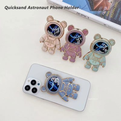 Foldable Desktop Bracket Kawaii Cartoon Stand Cute Liquid Quicksand Astronaut Stand Holder Phone Holder Desk Accessories - Slobuy