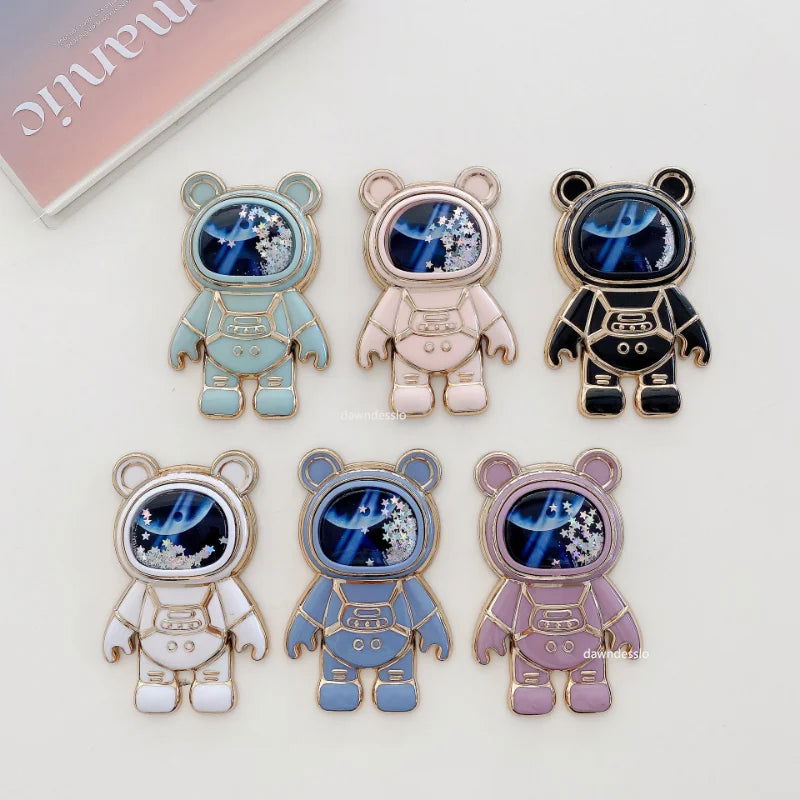 Foldable Desktop Bracket Kawaii Cartoon Stand Cute Liquid Quicksand Astronaut Stand Holder Phone Holder Desk Accessories - Slobuy