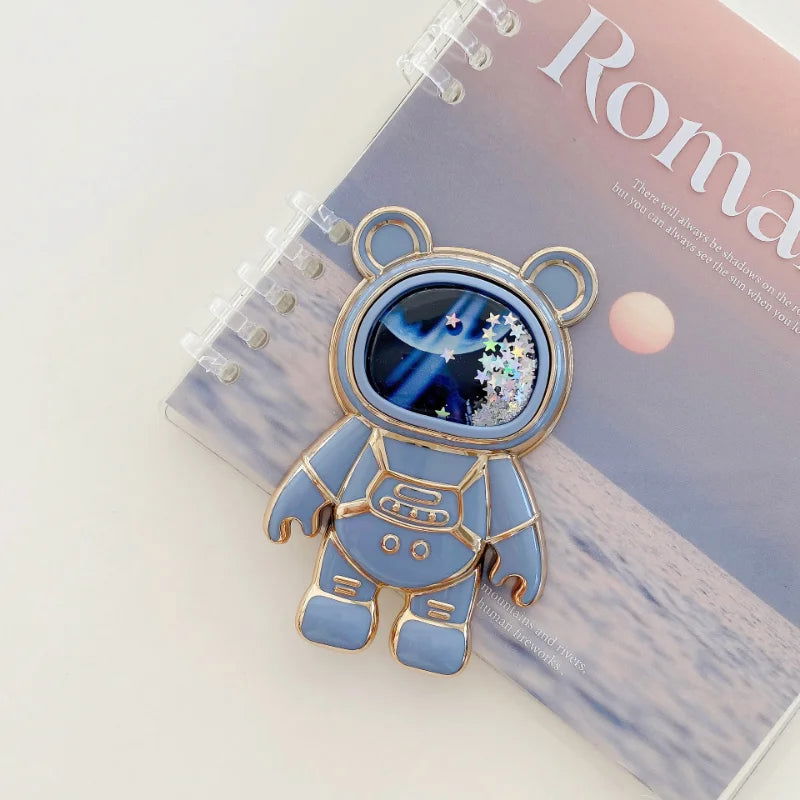 Foldable Desktop Bracket Kawaii Cartoon Stand Cute Liquid Quicksand Astronaut Stand Holder Phone Holder Desk Accessories - Slobuy