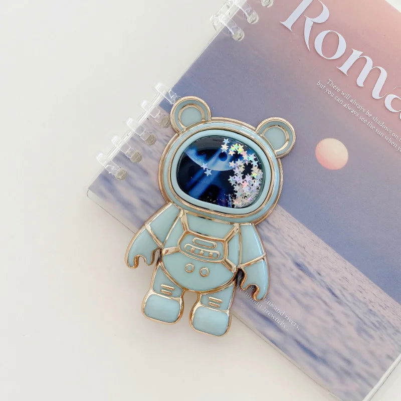 Foldable Desktop Bracket Kawaii Cartoon Stand Cute Liquid Quicksand Astronaut Stand Holder Phone Holder Desk Accessories - Slobuy