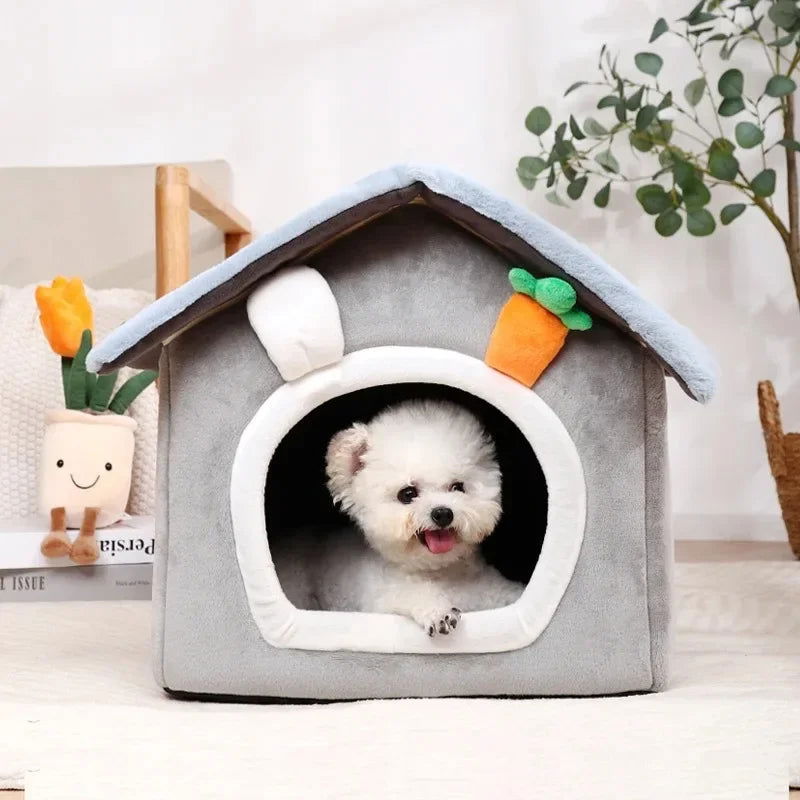 Foldable Dog House Indoor Warm Sofa Kennel Bed Mat for Small Medium Large Dogs Cats Warm Puppy Cave Cat Nest Winter Pet Products - Slobuy