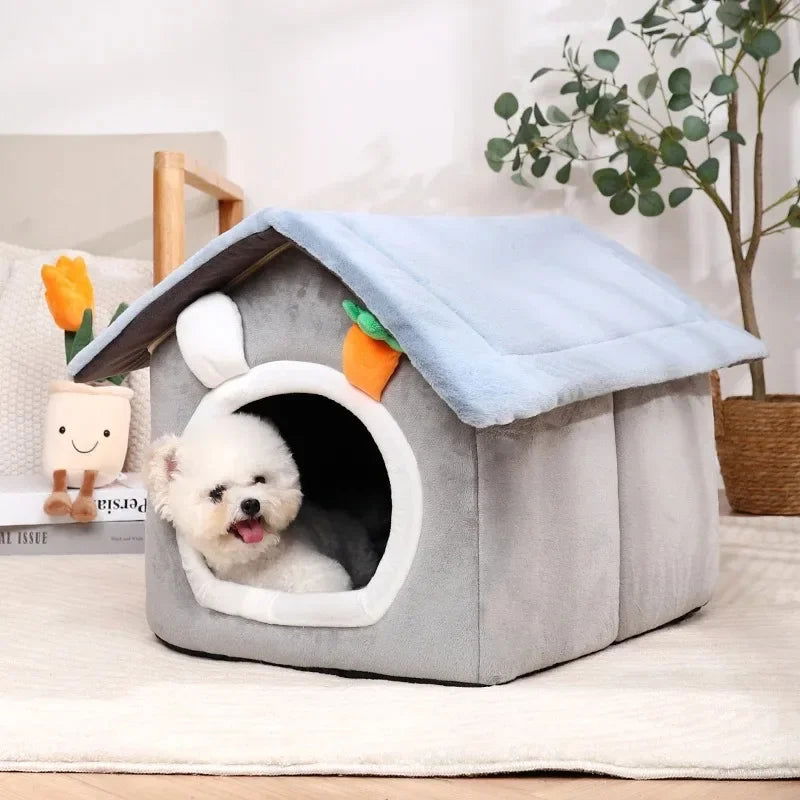 Foldable Dog House Indoor Warm Sofa Kennel Bed Mat for Small Medium Large Dogs Cats Warm Puppy Cave Cat Nest Winter Pet Products - Slobuy