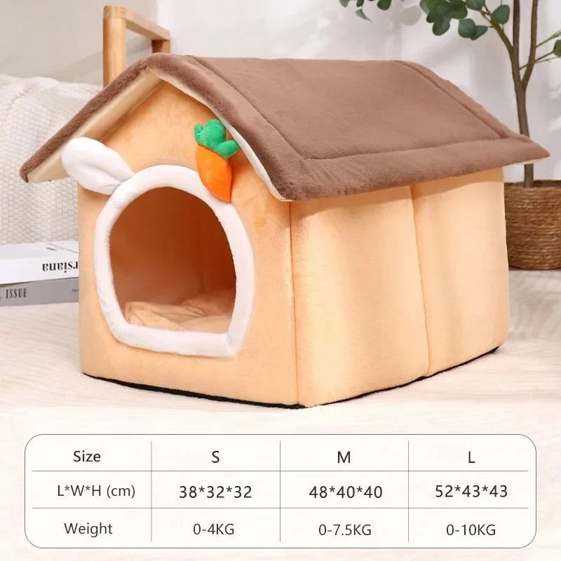 Foldable Dog House Indoor Warm Sofa Kennel Bed Mat for Small Medium Large Dogs Cats Warm Puppy Cave Cat Nest Winter Pet Products - Slobuy