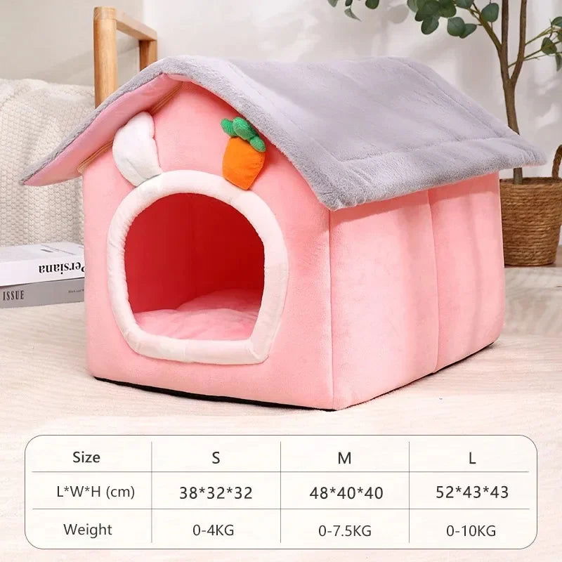 Foldable Dog House Indoor Warm Sofa Kennel Bed Mat for Small Medium Large Dogs Cats Warm Puppy Cave Cat Nest Winter Pet Products - Slobuy