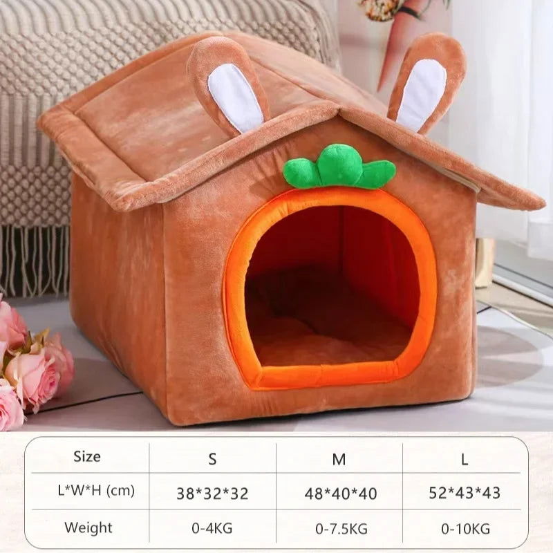 Foldable Dog House Indoor Warm Sofa Kennel Bed Mat for Small Medium Large Dogs Cats Warm Puppy Cave Cat Nest Winter Pet Products - Slobuy
