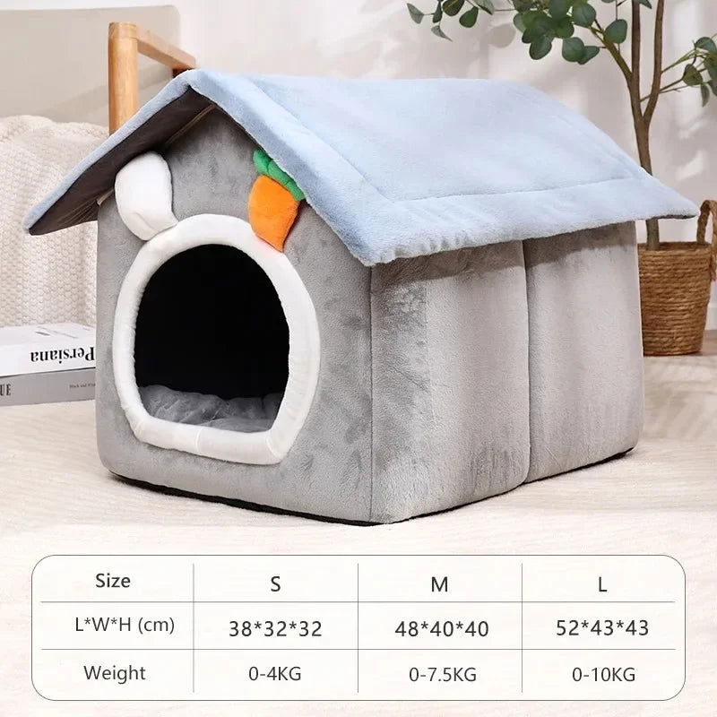 Foldable Dog House Indoor Warm Sofa Kennel Bed Mat for Small Medium Large Dogs Cats Warm Puppy Cave Cat Nest Winter Pet Products - Slobuy