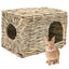 Foldable Woven Rabbit Cages Pets Hamster Guinea Pig Bunny Grass Chew Toy Mat House Bed Nests for Small Animal Rabbit Accessories - Slobuy