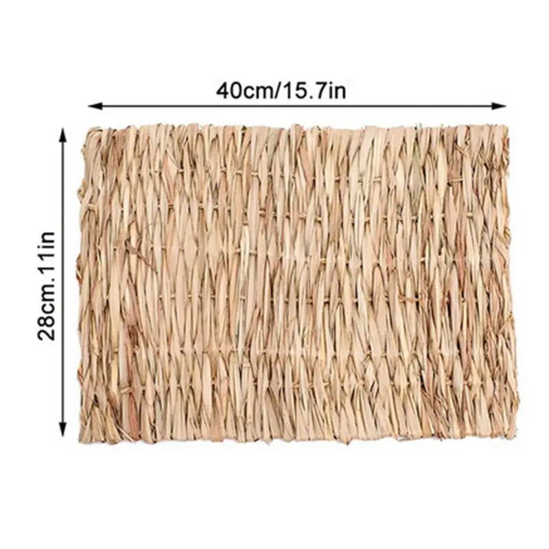 Foldable Woven Rabbit Cages Pets Hamster Guinea Pig Bunny Grass Chew Toy Mat House Bed Nests for Small Animal Rabbit Accessories - Slobuy