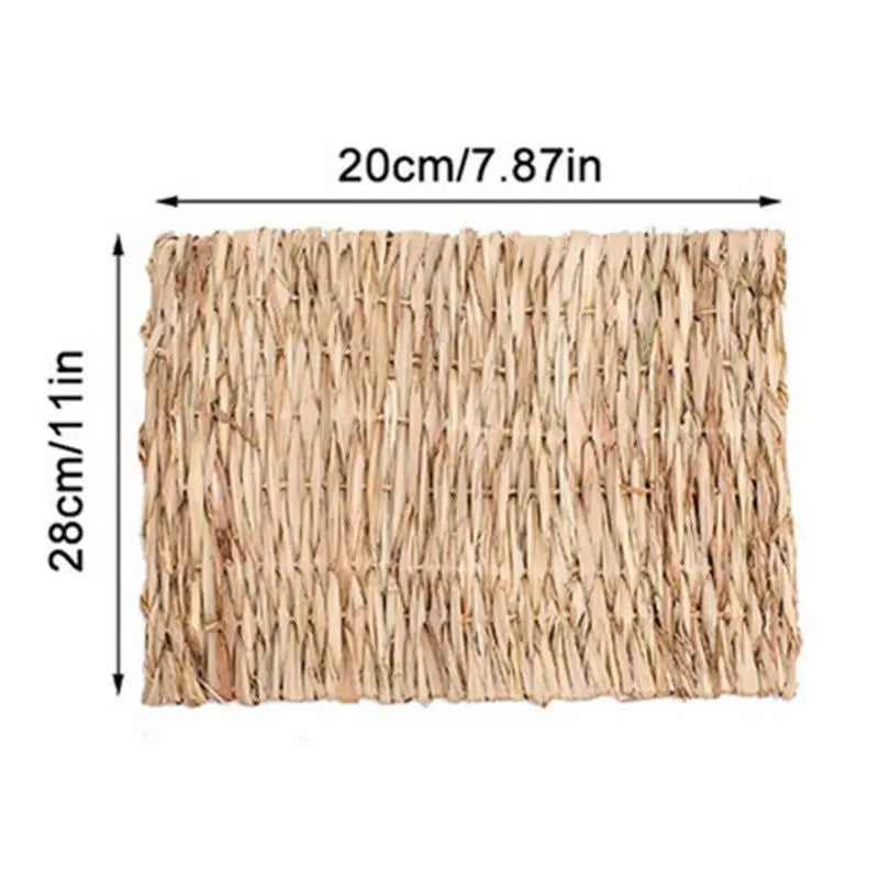 Foldable Woven Rabbit Cages Pets Hamster Guinea Pig Bunny Grass Chew Toy Mat House Bed Nests for Small Animal Rabbit Accessories - Slobuy