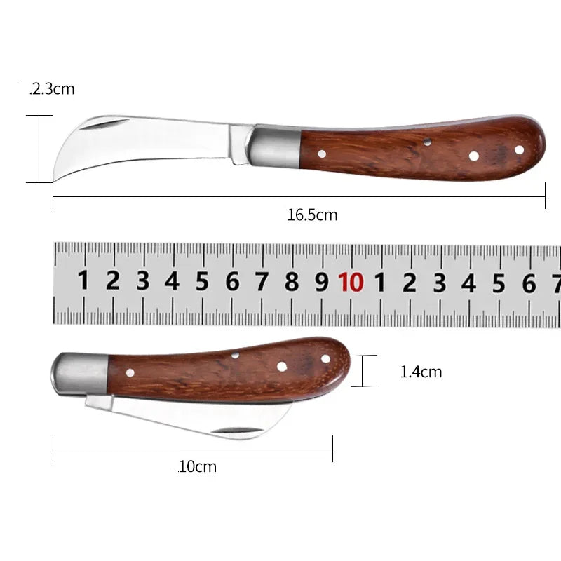 Folding Grafting Knife Grafting Tools Grafting Pruning Knife Professional Garden fruit tree Grafting Cutter Wooden Handle Knife - Slobuy