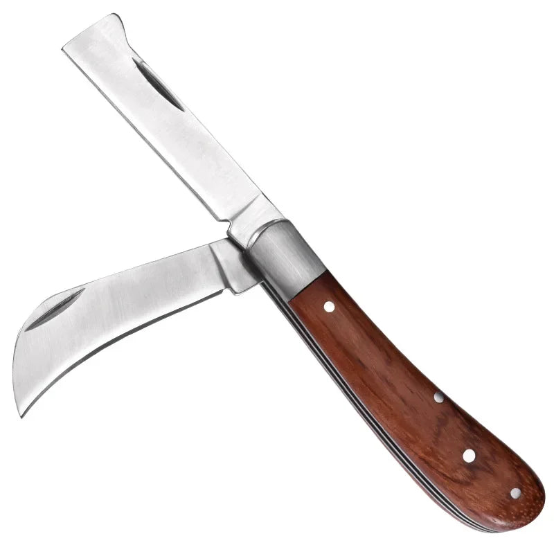 Folding Grafting Knife Grafting Tools Grafting Pruning Knife Professional Garden fruit tree Grafting Cutter Wooden Handle Knife - Slobuy